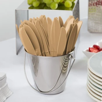 Creative Converting 010588B 7 1/2" Glittering Gold Heavy Weight Plastic Knife   - 50/Pack