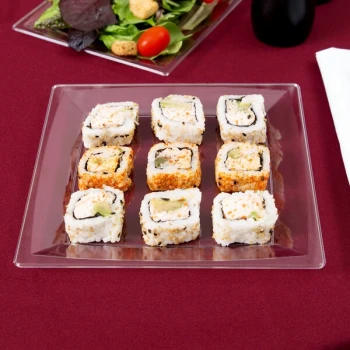 WNA Comet MS9CL 8 1/4" Clear Square Milan Plastic Plate - 12/Pack