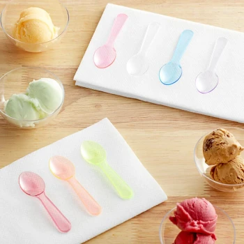 Choice 3" Neon Plastic Taster Spoon with Assorted Colors - 250/Pack