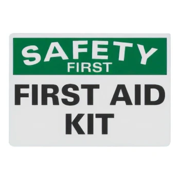 Lavex 14" x 10" Non-Reflective Plastic "Safety First / First Aid Kit" Sign
