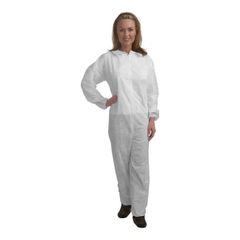 Cordova White Standard Weight Polypropylene Coveralls with Elastic Wrists - 4X - 25/Case