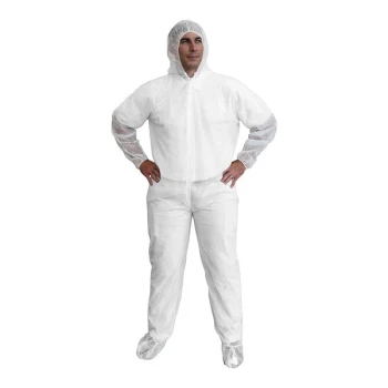 Cordova White Economy Weight Polypropylene Coveralls with Hood and Boots - 3X - 25/Case