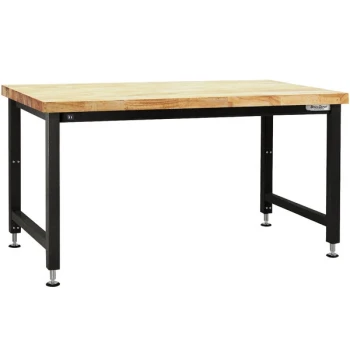 BenchPro Adams Series 36" x 72" Butcherblock Wood Top Adjustable Hydraulic Workbench with Black Frame AEWS3672
