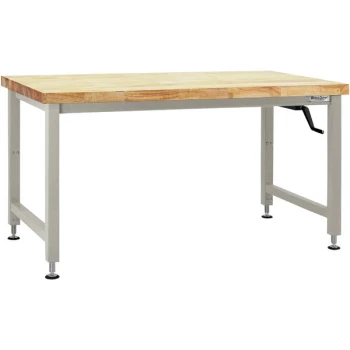 BenchPro Adams Series 36" x 72" Butcherblock Wood Top Adjustable Crank Workbench with Gray Frame AMWS3672