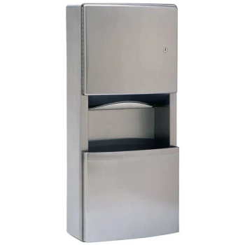 Bobrick B-43699 ConturaSeries Surface-Mounted Rectangular Paper Towel Dispenser / Trash Can with TowelMate and LinerMate