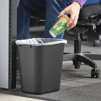 Lavex Janitorial 13 Qt. / 3 Gallon Black Rectangular Wastebasket