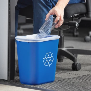 Lavex Janitorial 13 Qt. / 3 Gallon Blue Rectangular Recycling Wastebasket