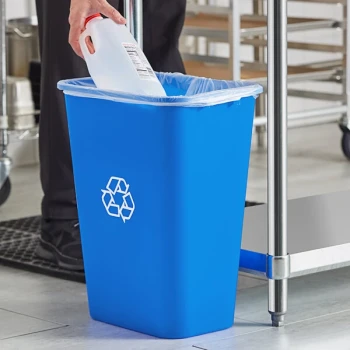 Lavex Janitorial 41 Qt. / 10 Gallon Blue Rectangular Recycling Wastebasket