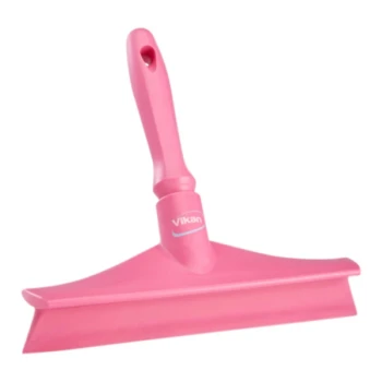 Vikan 71251 9 5/8" Pink Ultra-Hygienic Single Blade Rubber Table Squeegee with Plastic Frame