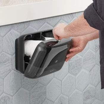 Tork Elevation OptiServe 558068 Coreless High-Capacity Black Double Roll Toilet Tissue Dispenser T5 / T7