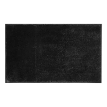 M+A Matting MicroLuxx 12016646050 4' x 6' Black Mat with Classic Rubber Border and Universal Cleated Backing - 3/8" Thick