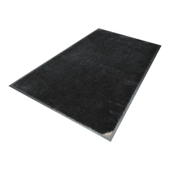 M+A Matting Classic Plush 1806635090 3' x 5' Black Mat with Universal Cleated Backing - 3/8" Thick