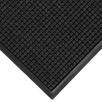 M+A Matting WaterHog Classic 3' x 8' Charcoal Mat with Classic Rubber Border and Universal Cleated Backing
