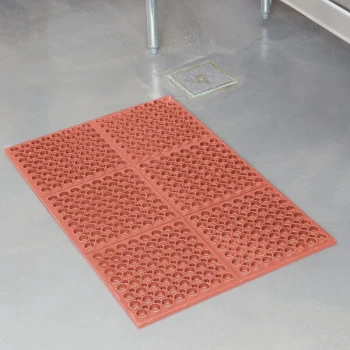 Cactus Mat 3525-R4 VIP TuffDek 3' x 2' Red Heavy-Duty Grease-Resistant Rubber Anti-Fatigue Floor Mat - 3/4" Thick