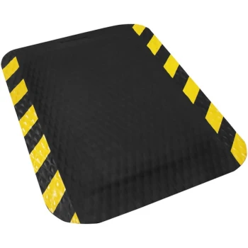 M+A Matting Hog Heaven 2' Black Customizable Length Anti-Fatigue Mat with Striped Border 424220100 - 7/8" Thick