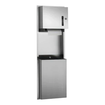 American Specialties, Inc. Traditional 10-046924 Recessed Lever-Operated Roll Paper Towel Dispenser with 12 Gallon Waste Receptacle