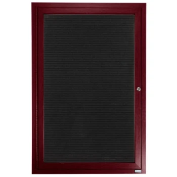 Aarco ADCW4836R 48" x 36" Enclosed Hinged Locking 1 Door Cherry Finish Aluminum Indoor Directory Board with Felt Rear Panel