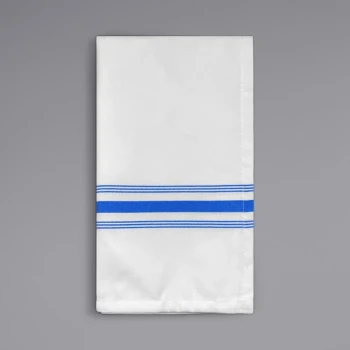 Oxford Super Blend Blue 100% Spun Polyester Bistro Striped Cloth Napkins 18" x 22" - 144/Case