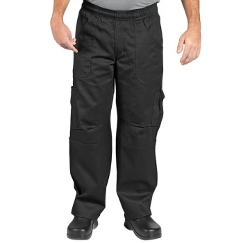 Uncommon Chef 4102 Unisex Black Customizable Grunge Cargo Chef Pants - 3XL