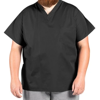 Uncommon Chef 6000 Black Customizable Short Sleeve V-Neck Cook Shirt - 4XL