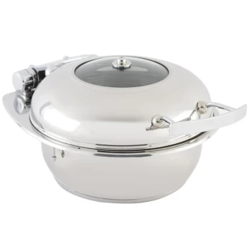 Bon Chef 20303 2 Qt. Small Round Stainless Steel Mini Induction Chafer with Glass Lid