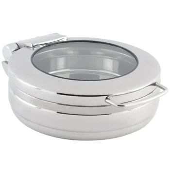 Bon Chef 20310 4 Qt. Stainless Steel Hinged Top Induction Chafer with Glass Window