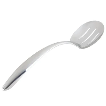 Bon Chef 9458 13 1/2" Stainless Steel Slotted Serving Spoon with Hollow Cool Handle