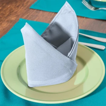 Intedge Light Blue 100% Polyester Cloth Napkins, 18" x 18" - 12/Pack