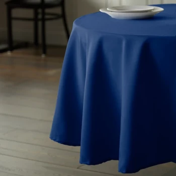 Intedge 120" Round Royal Blue Seamed 100% Polyester Hemmed Cloth Table Cover