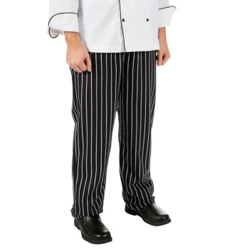 Mercer Culinary Millennia® Unisex Black Chalk Stripe Cook Pants M60030BCS - S