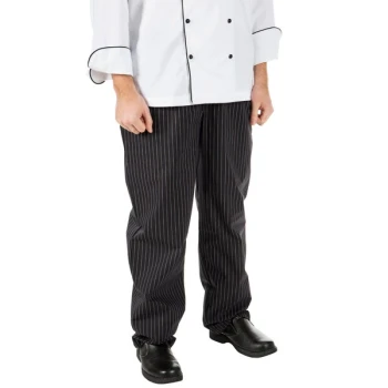 Mercer Culinary Millennia® Unisex Black Pinstripe Cook Pants M60030BFP - M