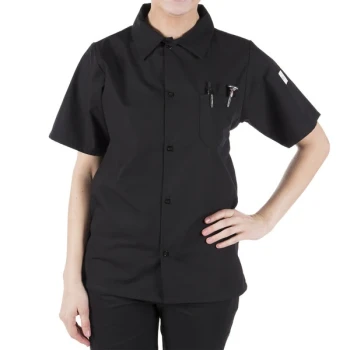 Mercer Culinary Millennia Air® Black Unisex Short Sleeve Cook Shirt with Full Mesh Back M60200BK - 6X