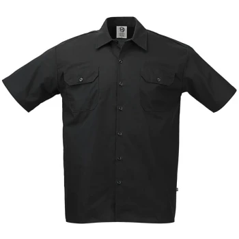 Mercer Culinary M60250BK Metro Edge Unisex Black Short Sleeve Brewer / Work Shirt - 5X