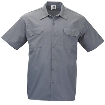 Mercer Culinary M60250BK Metro Edge Unisex Gray Short Sleeve Brewer / Work Shirt - 4X
