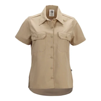 Mercer Culinary Metro Edge Women's Khaki Short Sleeve Brewer / Work Shirt - 3XL
