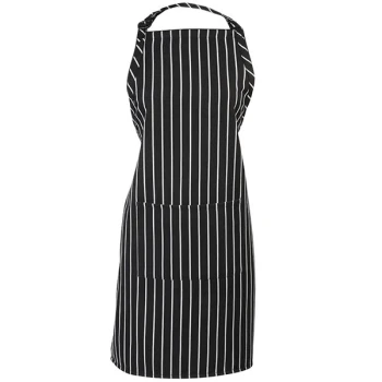 Mercer Culinary M61110BCS Genesis® Chalk Stripe Poly-Cotton Bib Apron with Adjustable Neck and 1 Pocket - 33" x 23"