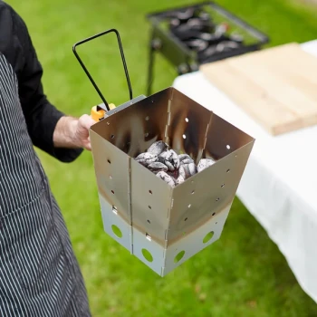 Outset® 76356 7 lb. Collapsible Briquette Charcoal Chimney Starter / Camping Grill - 10 1/2" x 8" x 8"