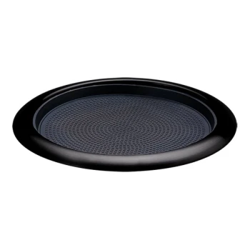 Service Ideas Metallic Elements 11" Black Onyx Round Serving Tray with Removable Non-Slip Insert TR119RIBX - 12/Case