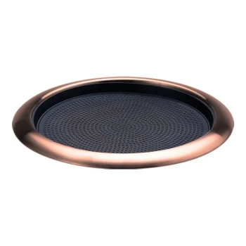 Service Ideas Metallic Elements 11" Rose Gold Round Serving Tray with Removable Non-Slip Insert TR119RIRG - 12/Case