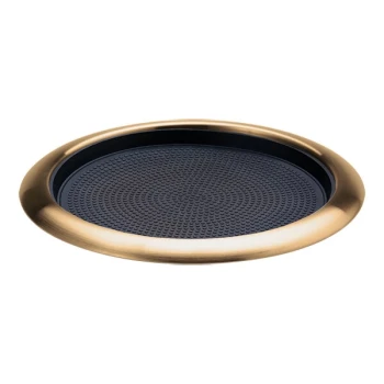 Service Ideas Metallic Elements 11" Vintage Gold Round Serving Tray with Removable Non-Slip Insert TR119RIVG - 12/Case