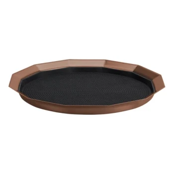 Service Ideas Metallic Elements 14" Rose Gold 12-Sided Serving Tray with Removable Non-Slip Insert TRPN1412RIBSRG - 12/Case