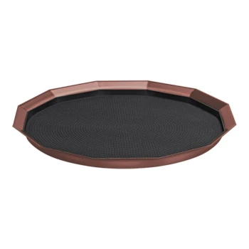 Service Ideas Metallic Elements 16" Rose Gold 12-Sided Serving Tray with Removable Non-Slip Insert TRPN1614RIBSRG - 12/Case