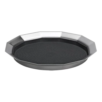 Service Ideas Metallic Elements 11" Brushed Stainless Steel 12-Sided Serving Tray with Removable Non-Slip Insert TRPN119RIBS - 12/Case