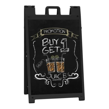 Plasticade® by United Visual Products Signicade Deluxe 24 x 36" Black Message Board with Black Chalkboard Inserts