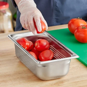 Vollrath 90343 Super Pan 3® 1/3 Size 4" Deep Anti-Jam Perforated Stainless Steel Steam Table / Hotel Pan - 22 Gauge