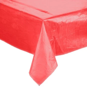 Intedge 72" x 72" Red Solid Vinyl Table Cover with Flannel Back