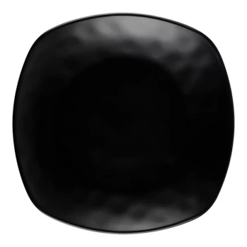 Elite Global Solutions Tenaya 8" Black Square Melamine Plate with Rounded Edges - 6/Case