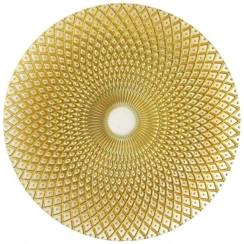 Charge It by Jay 12 3/4" Round Gold Kaleidoscope Glass Charger Plate - 12/Pack