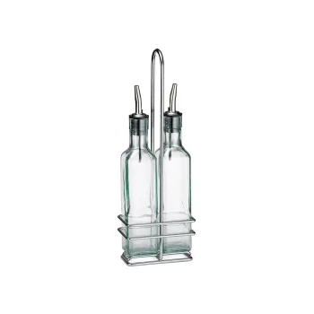 Tablecraft, Cruet Set, 2-Piece, Chrome Plated Rack, 8.5oz Capacity
