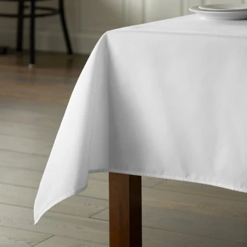 Intedge 90" x 90" Square White Hemmed 50/50 Poly Cotton Blend Tablecloth